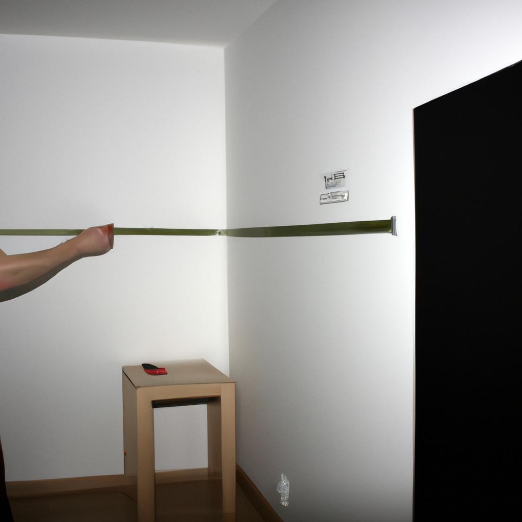 Person measuring apartment room dimensions